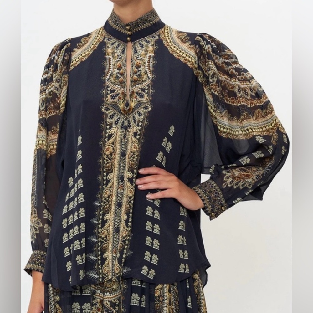 CAMILLA Raglan It’s All Over Torero Blouse Button Up size Small